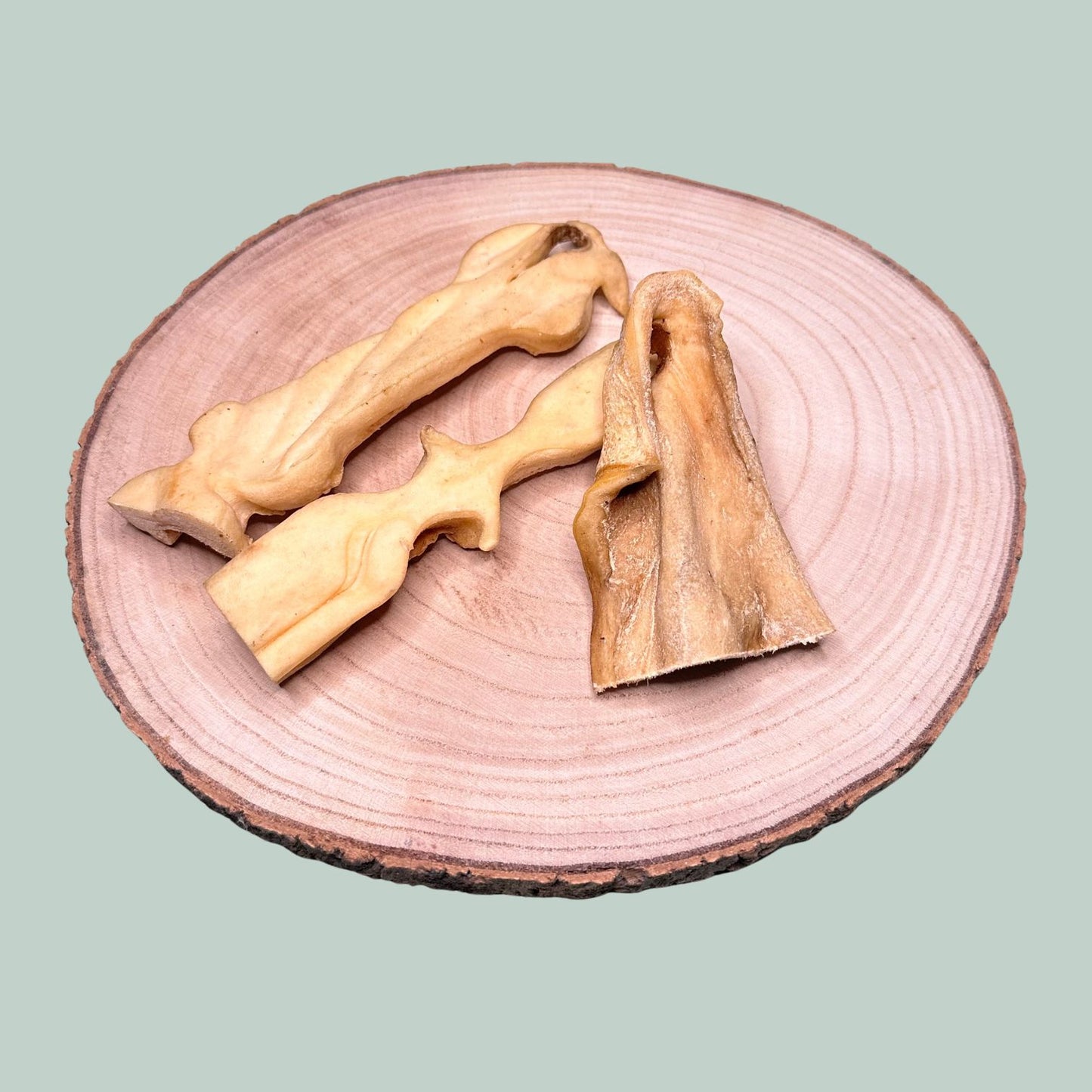Dried beef scalp head meat pieces as a natural dog treat and chew