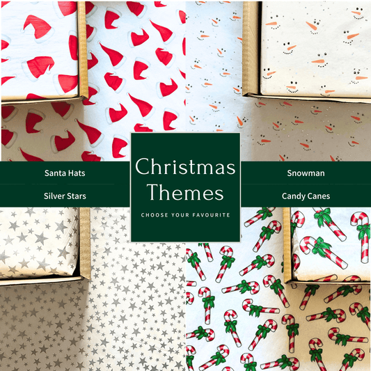 Choice of decorative themes for Christmas treat boxes