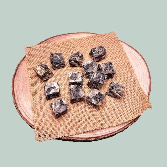 Dried fish cubes of basa fish skin as a natural dog treat