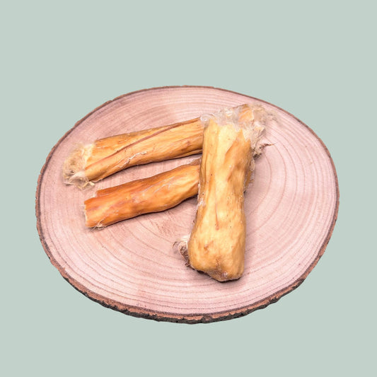 Dried rabbit skin rolls with fur natural worming dog treat