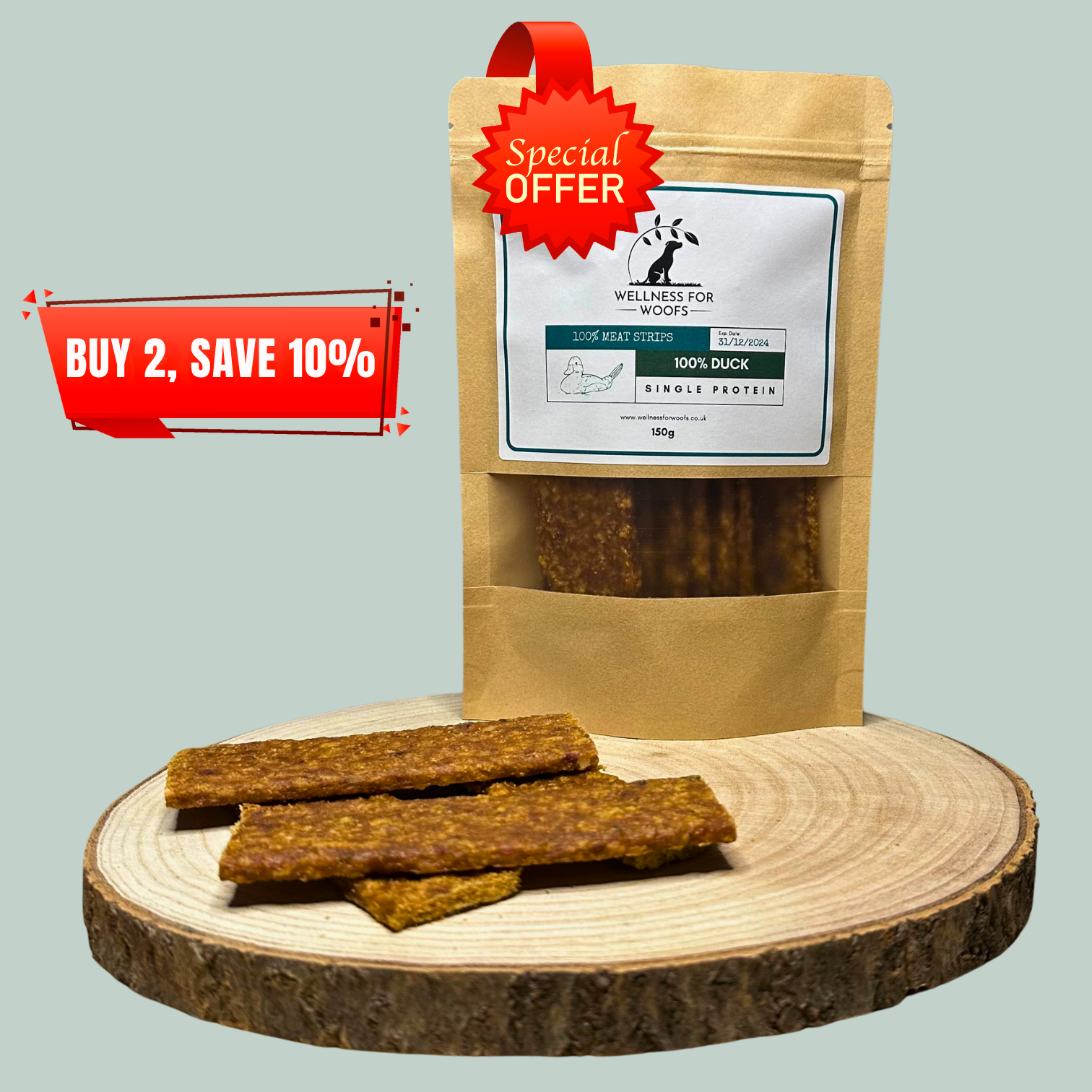 Pure duck single protein meat strip natural healthy chews and treats for dogs and puppies.