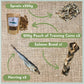 Variety of fish treats for dogs from a fish treat box including sprats, two pouches of fish training coins, salmon braids and herring