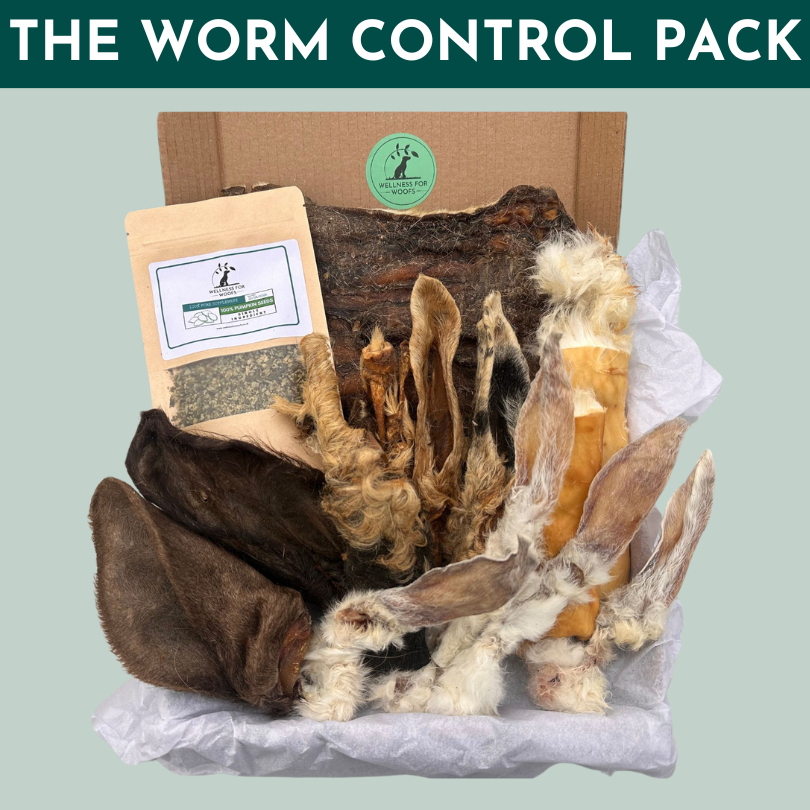 Natural Treat box for dogs and puppies providing completely natural worming and parasite control without chemicals