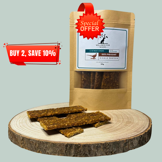 Pure pheasant single protein meat strip natural healthy chews and treats for dogs and puppies.