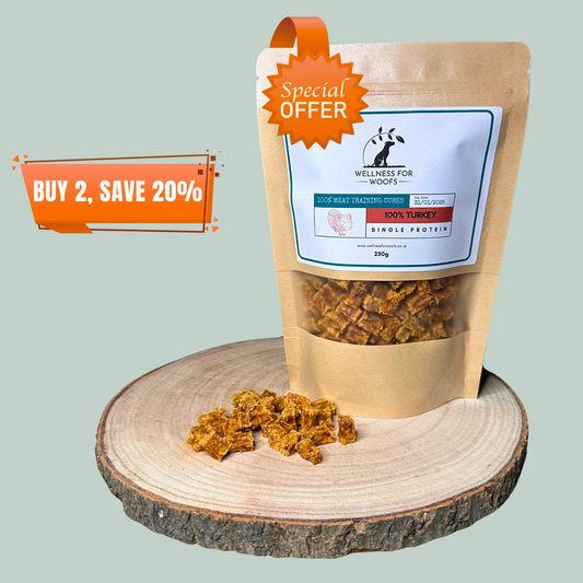 Pure turkey single protein training treats natural healthy chews and treats for dogs and puppies.